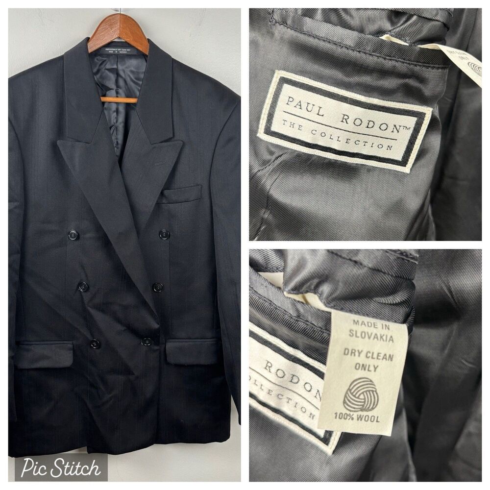 Zeidler And Zeidler Paul Rodon Mens Suit Jacket Sports Wool Black Charcoal 40R